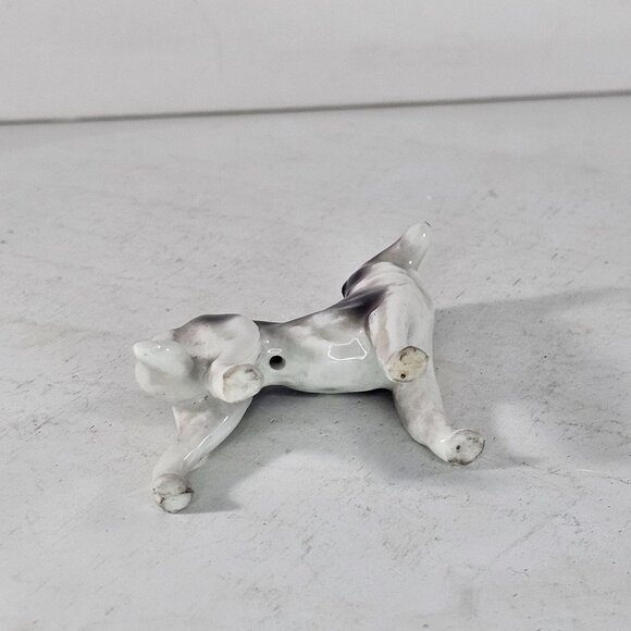 Vintage Porcelain Borzoi Dog Figurine Black & White Ceramic Statue Miniature - Picture 7 of 8